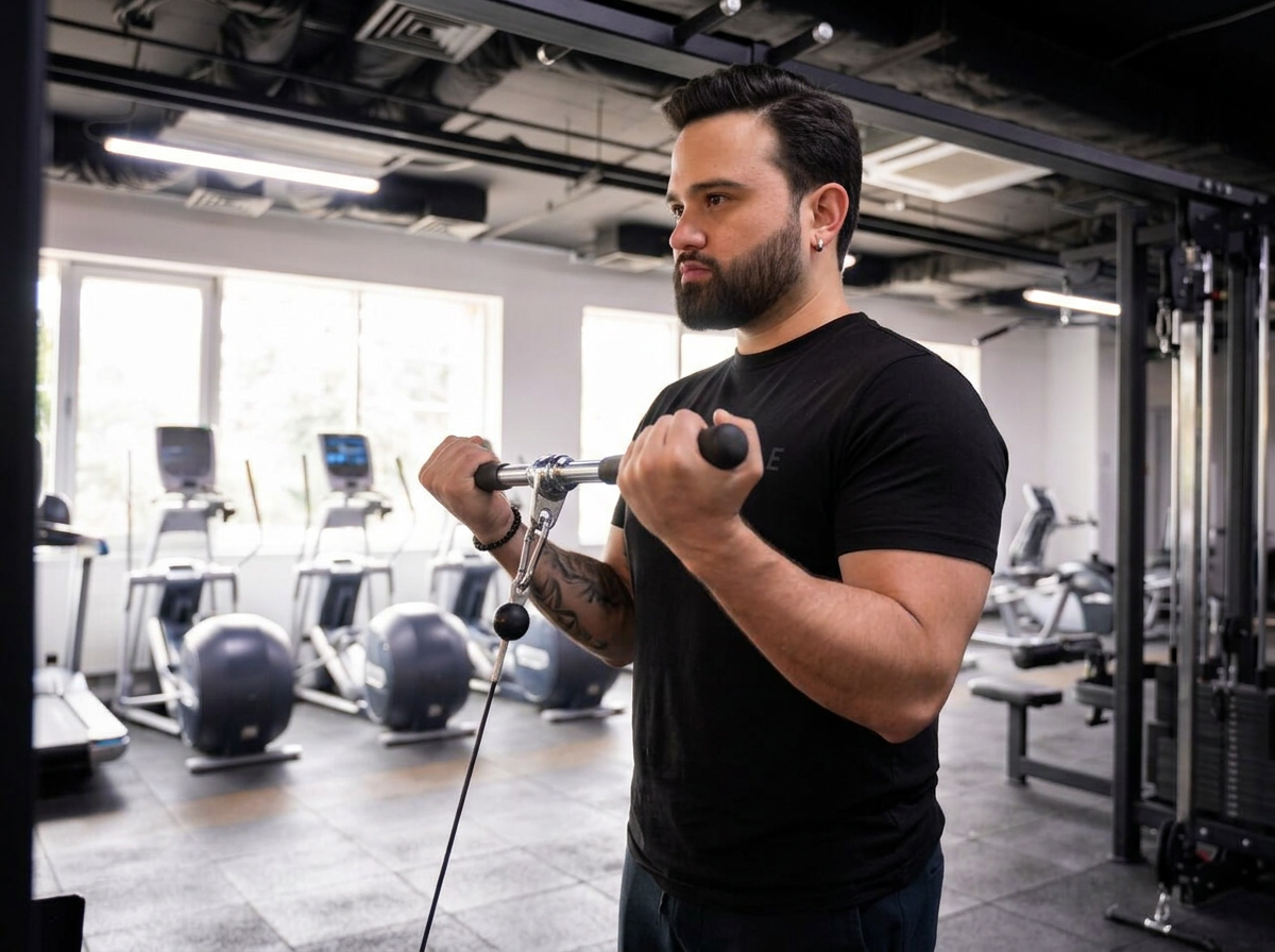 Hombre entrenando con pesas